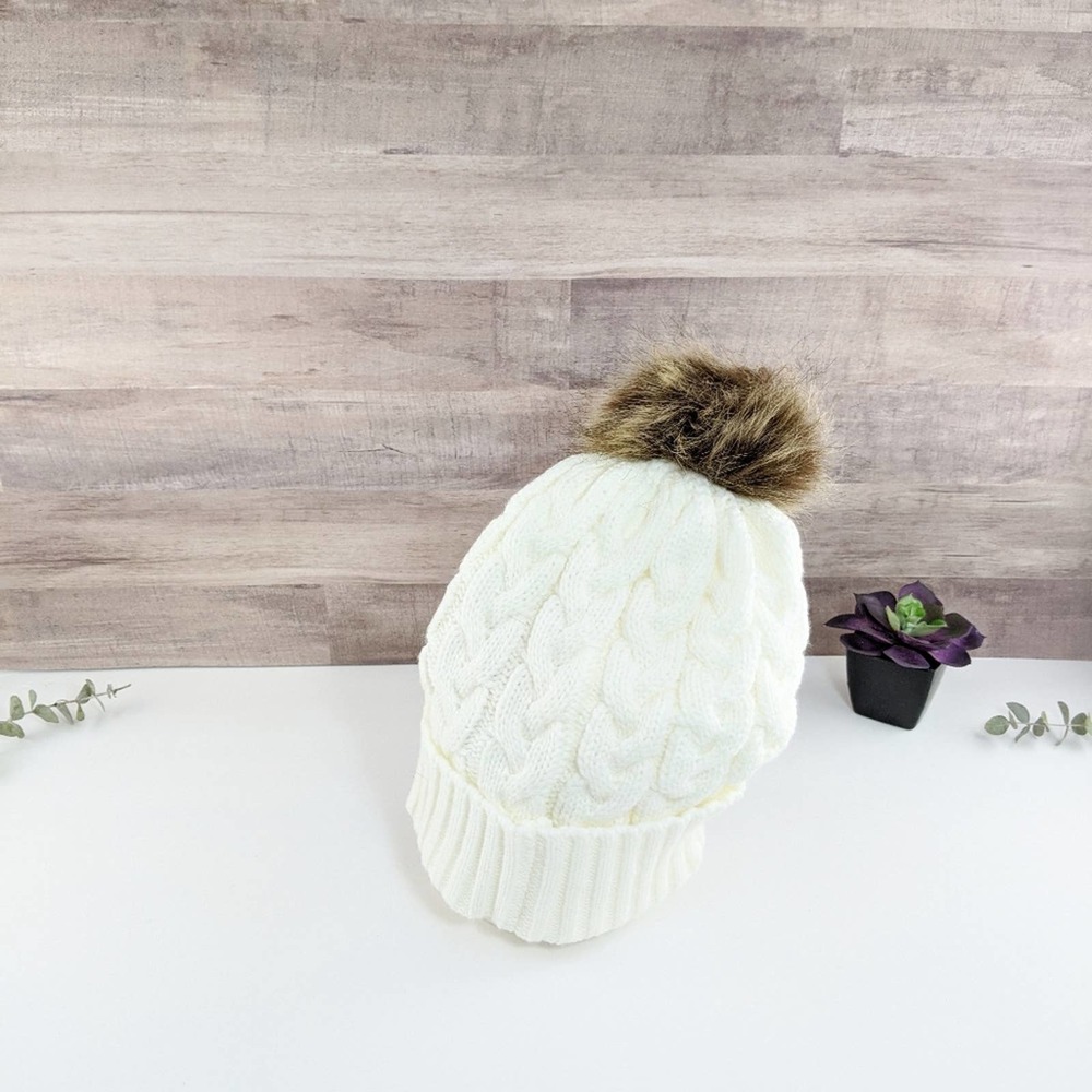 White Sweater Knit Beanie